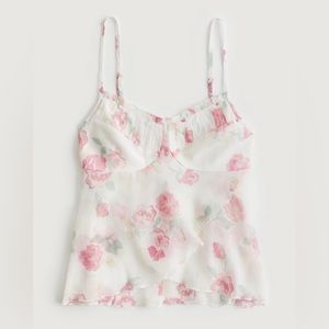 Hollister Social Tourist Asymmetrical Hem Chiffon Babydoll Top